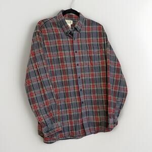 LL Bean Men's XL Red Scotch Plaid Flannel Button Up Shirt Regular Fit